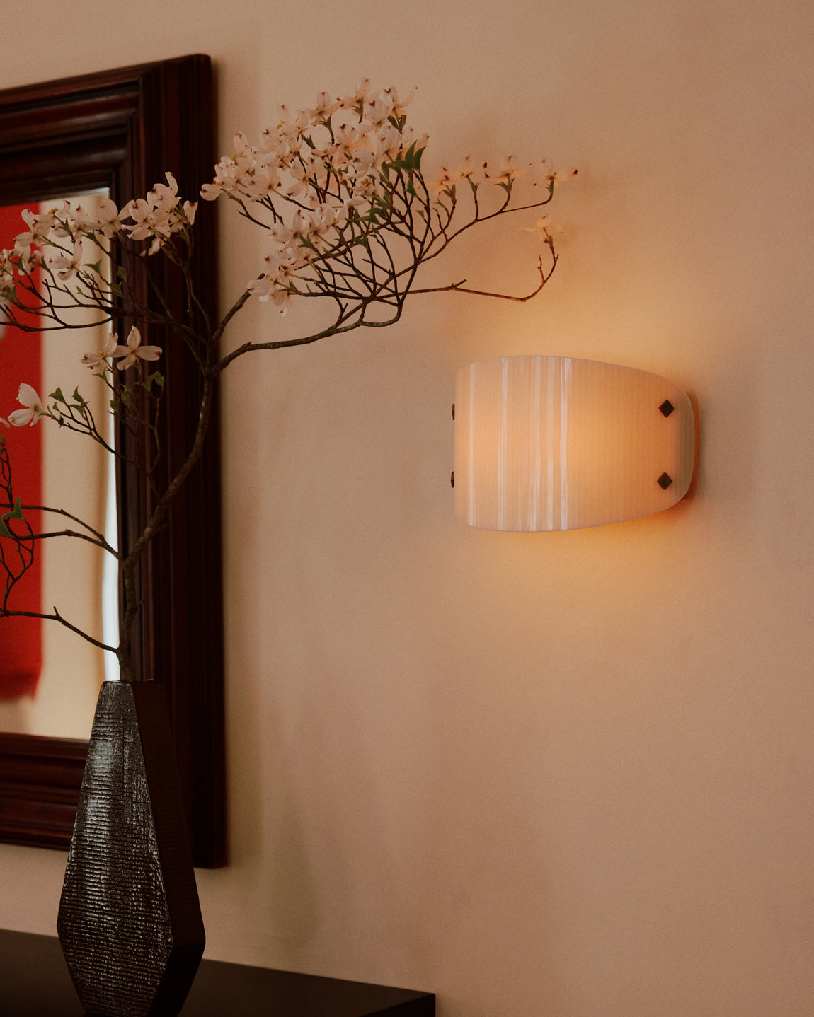 Onda Sconce // Medium / Vellum Stripes / Pewter // Photo by William Jess Laird