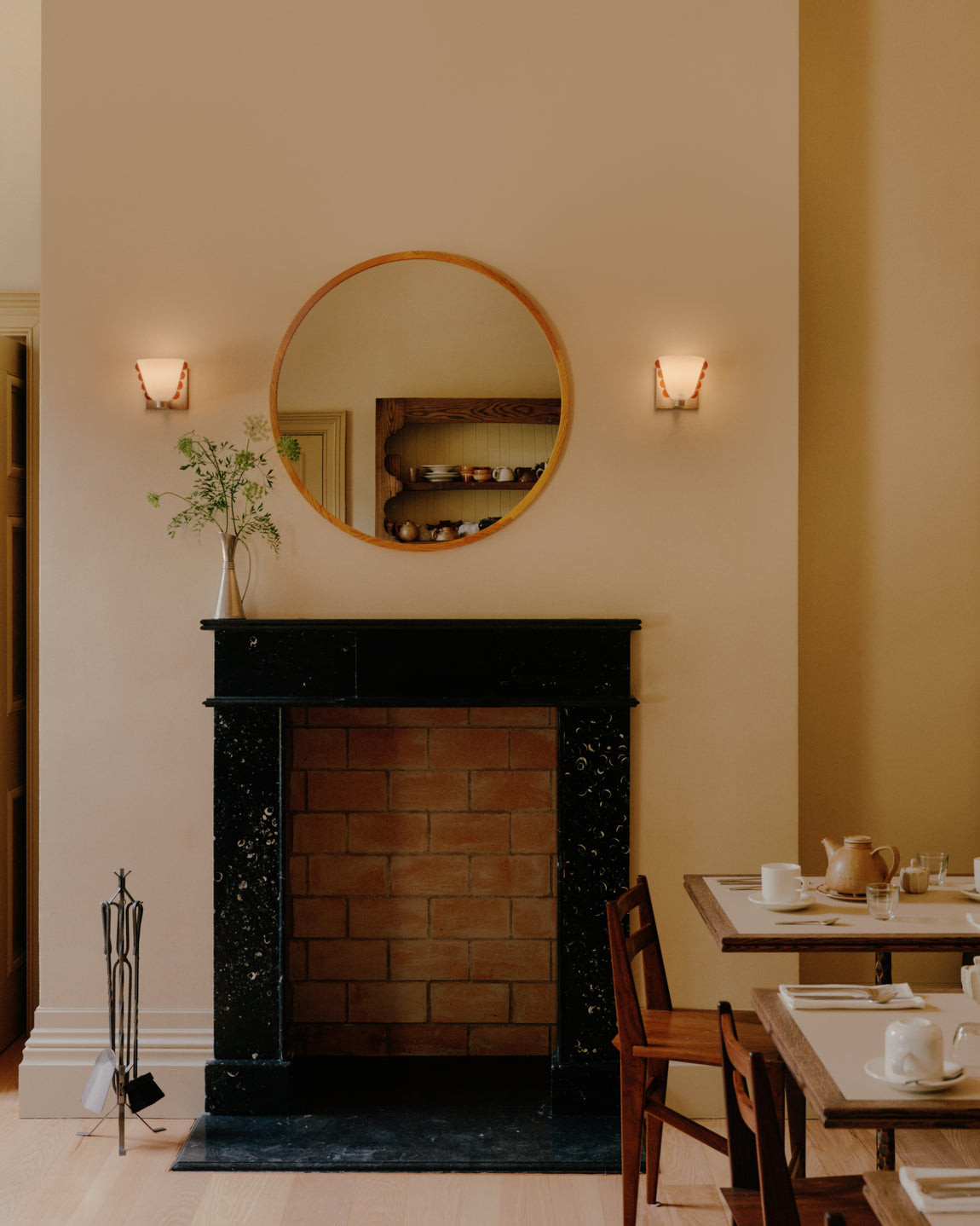 Calla Sconce // Small / Opaline with Amber Embellishments / Pewter // Photo by William Jess Laird