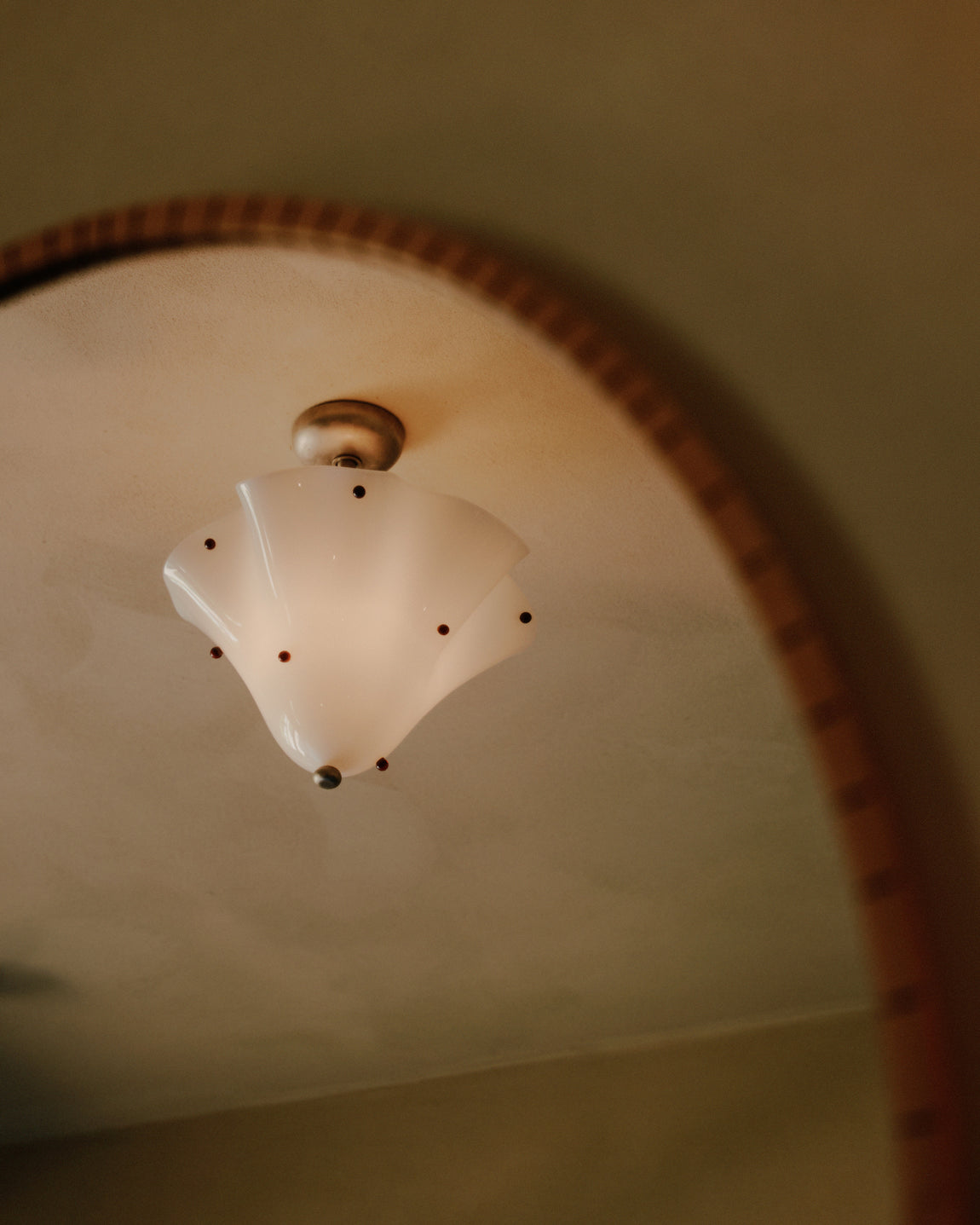Fazzo Surface Mount // Opaline with Amber Embellishments / Pewter // Photo by William Jess Laird