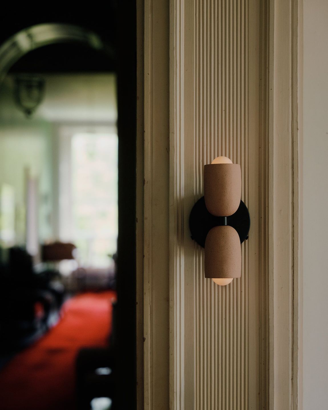 Ceramic Up Down Sconce, Hardwire // Tan Clay / Tan Clay / Black // Photo by William Jess Laird