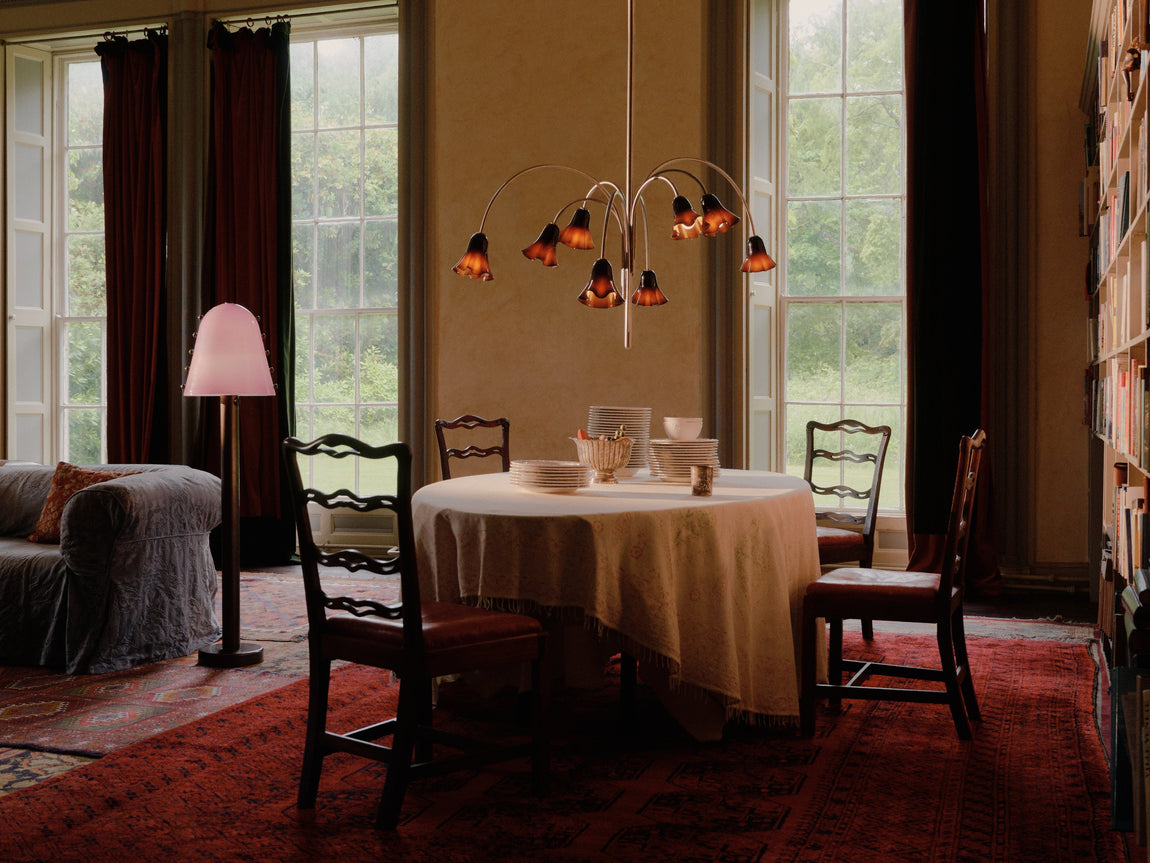 Gemma Floor Lamp // Lilac with Pistachio Embellishments / Patina Brass // Photo by William Jess Laird