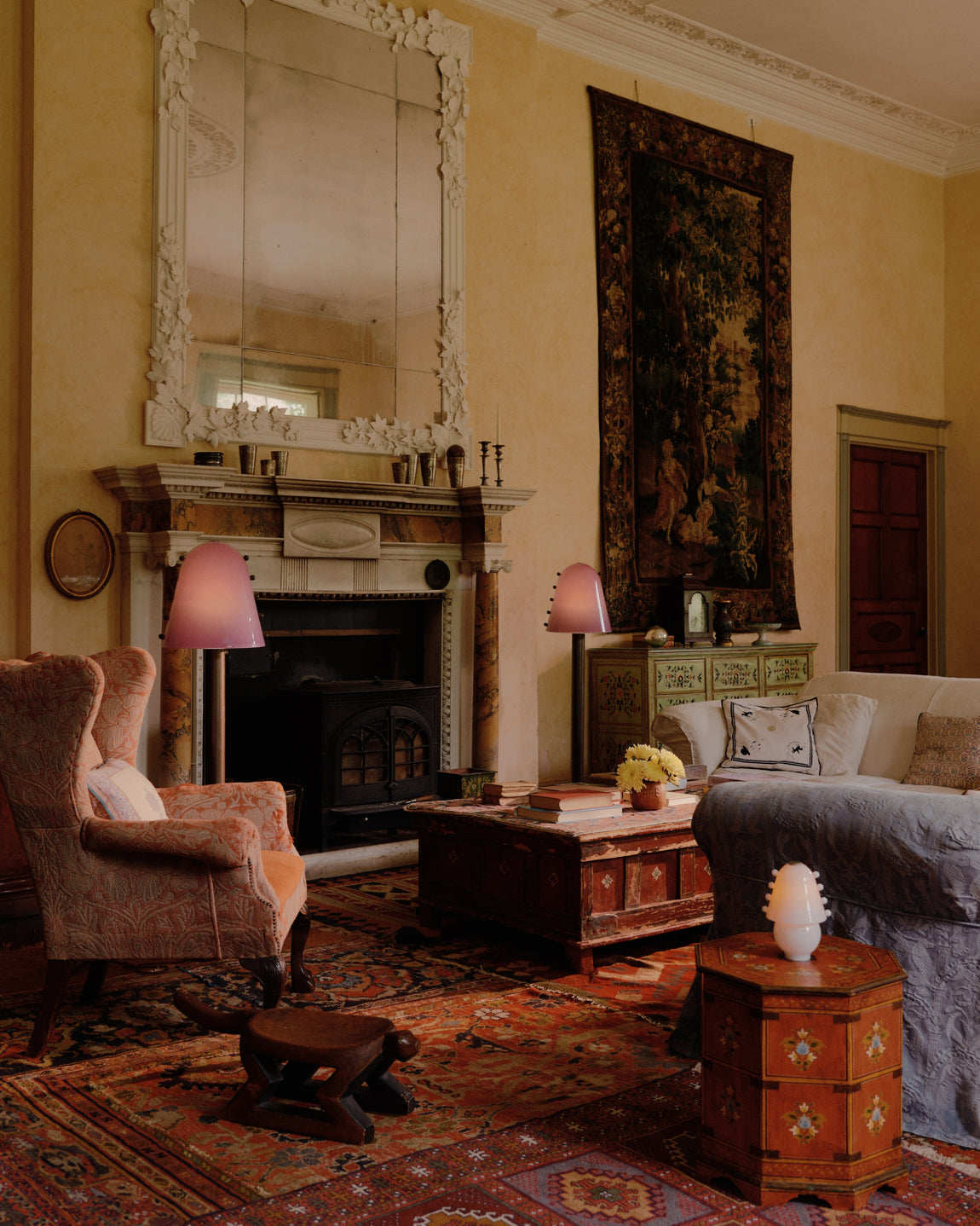 Gemma Floor Lamp // Lilac with Pistachio Embellishments / Patina Brass // Photo by William Jess Laird