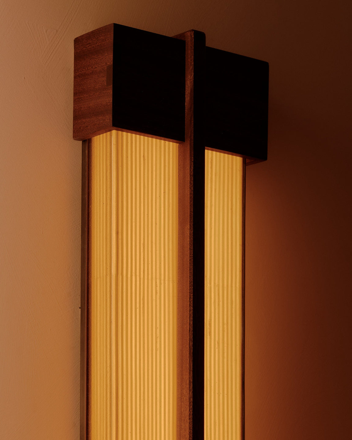 Ecco Surface Mount // Zinnia Stripes / Darkened Leopardwood with Darkened Leopardwood Mullion / Large // Photography by William Jess Laird