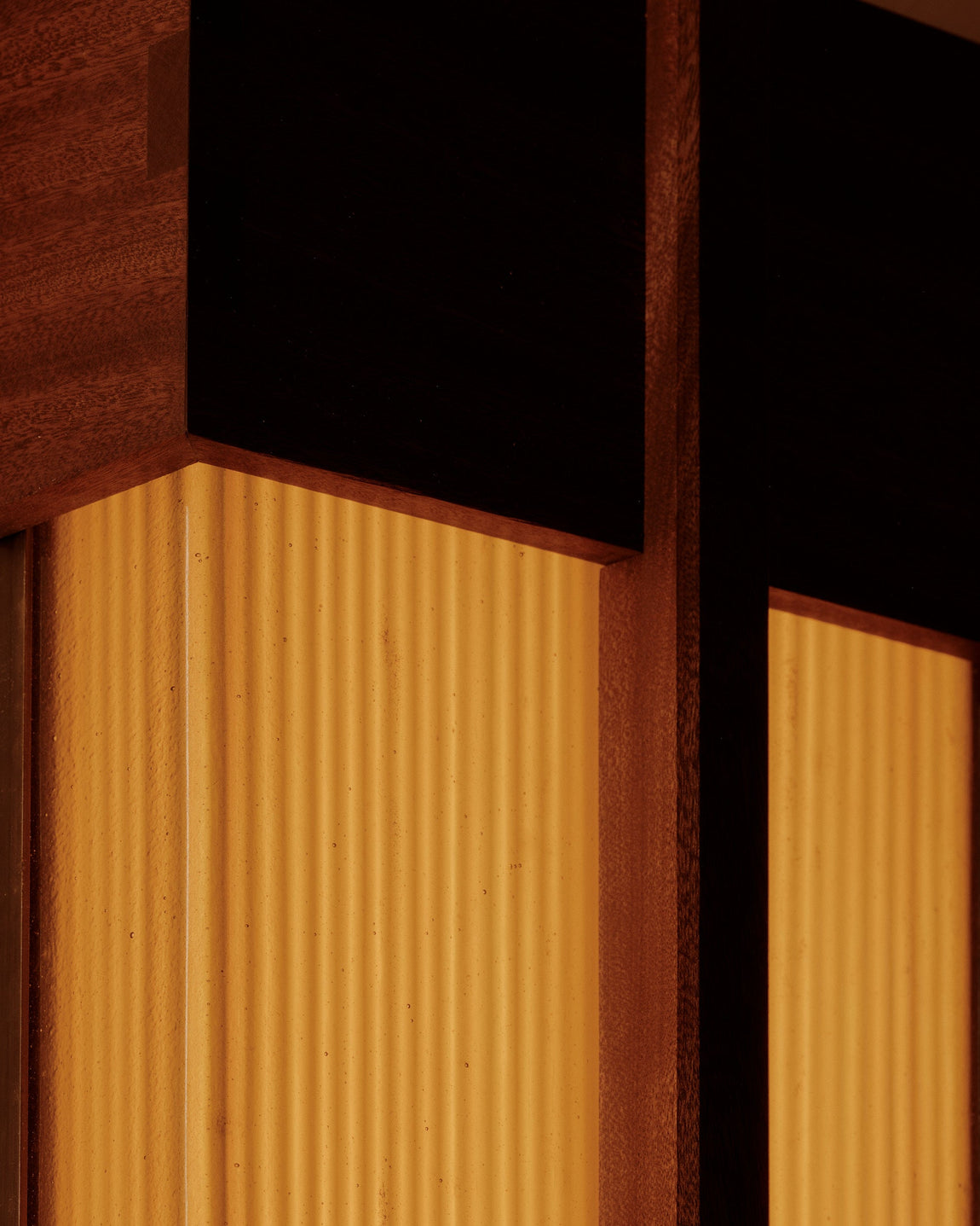 Ecco Surface Mount // Zinnia Stripes / Darkened Leopardwood with Darkened Leopardwood Mullion / Large // Photography by William Jess Laird