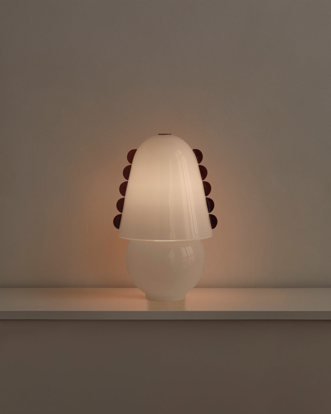 Calla Table Lamp – Opaline with Amber Embellishments / Patina Brass / Medium / 8 ft. Cord
