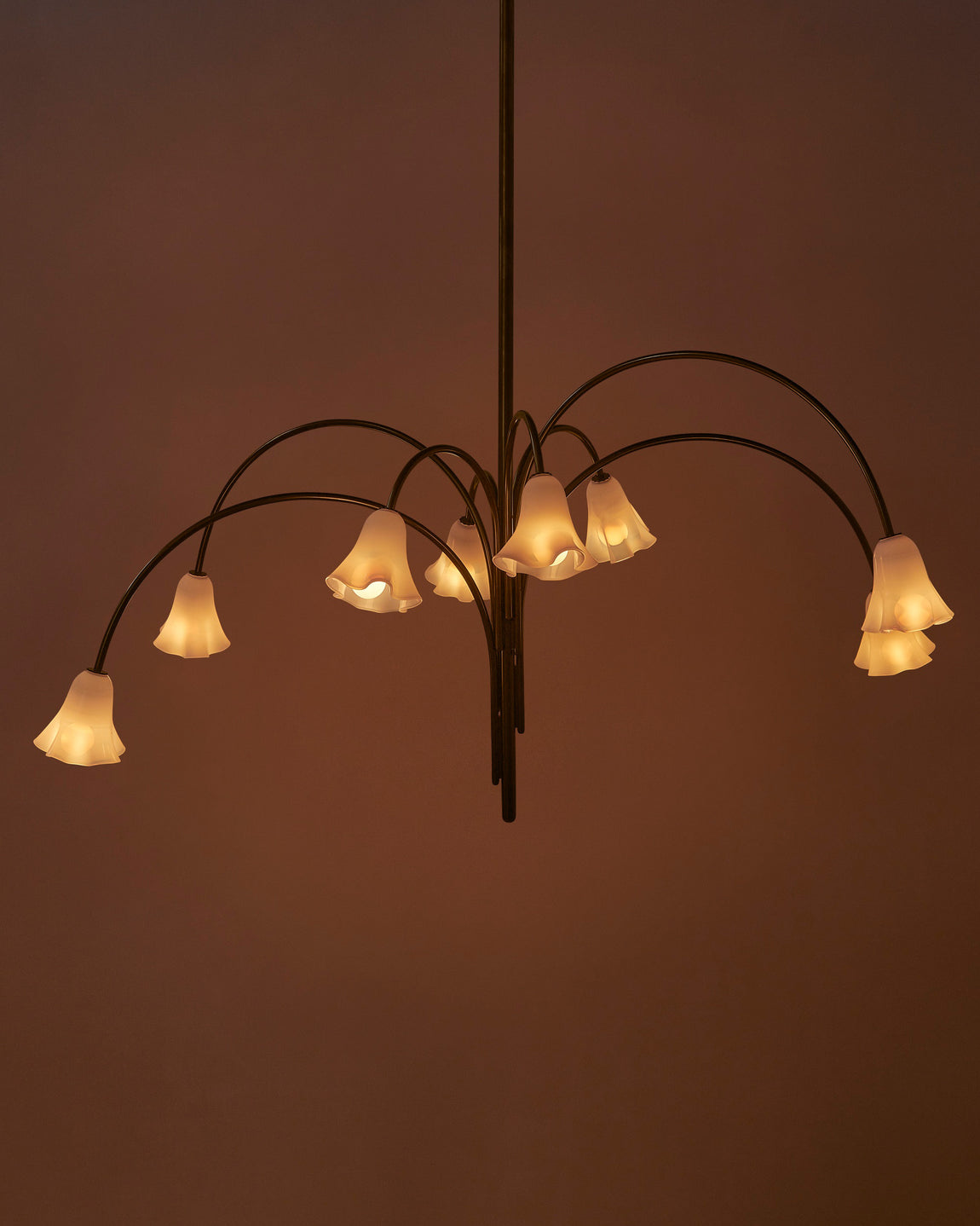 Flora Chandelier – Opaline / Patina Brass / 58 inches / 15 Stems